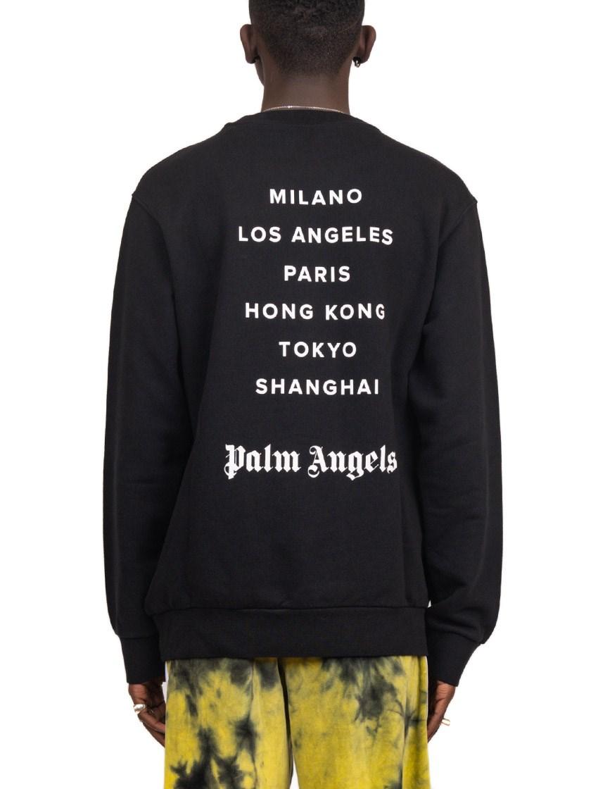 Palm Angels Sprayed La Logo Popover Hoody in Black for Men
