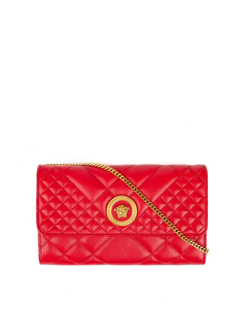 Versace Leather Quilted Medusa Evening Bag in Red | Lyst