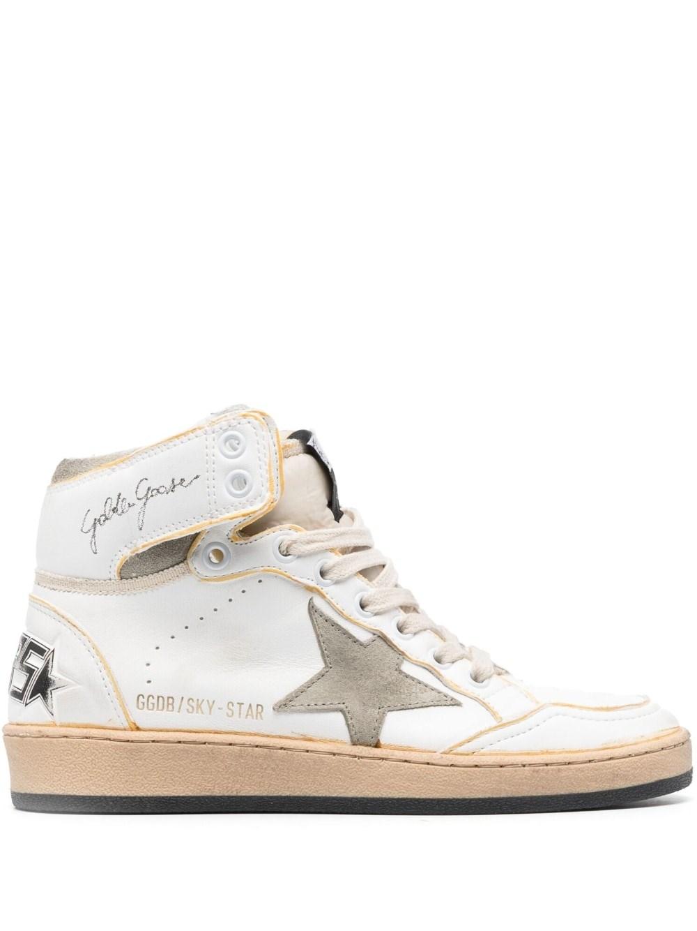 Golden Goose Sky-star High-top Sneakers in White | Lyst