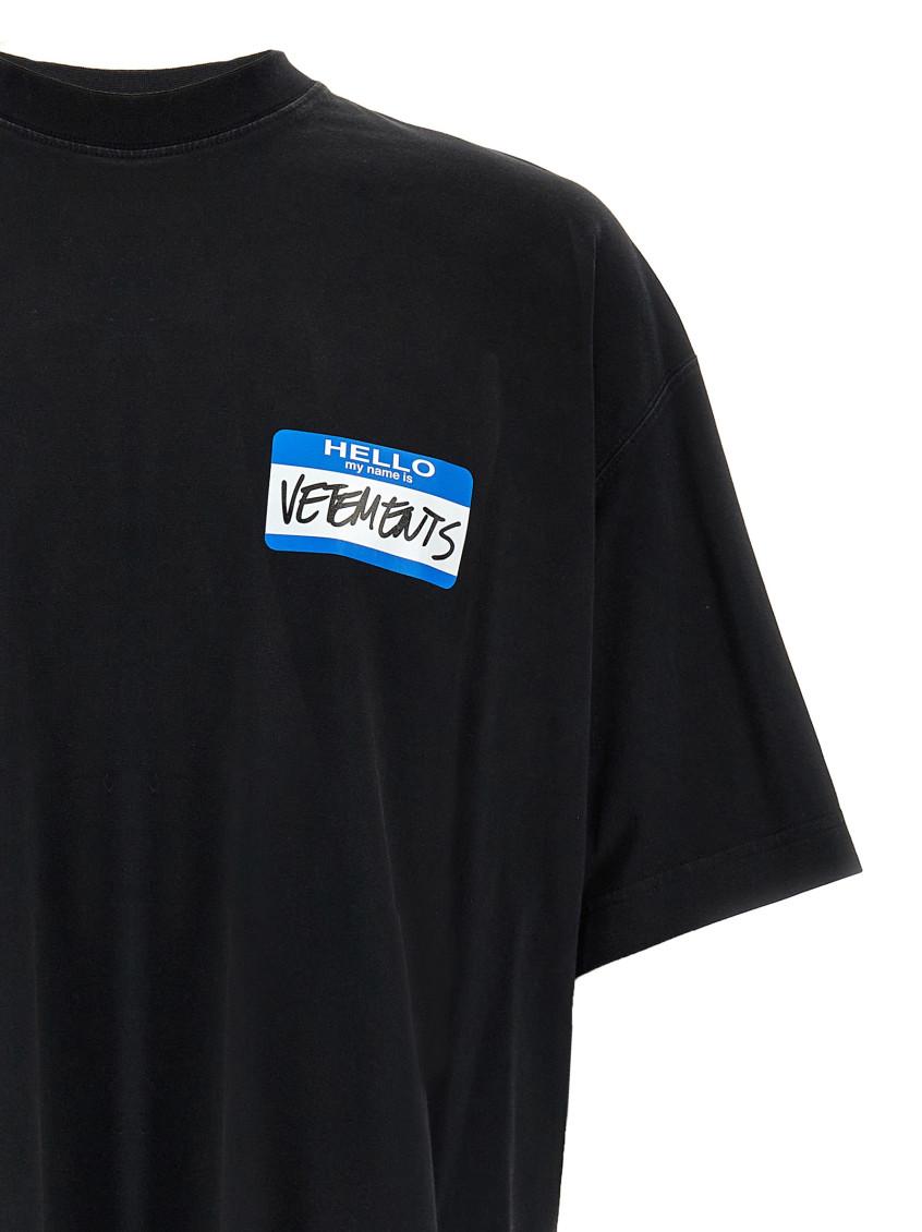 VETEMENTS My Name Sticker ロゴ コットン Tシャツ 人気 Vetements 'My Name Sticker' T-Shirt in Black for Men | Lyst