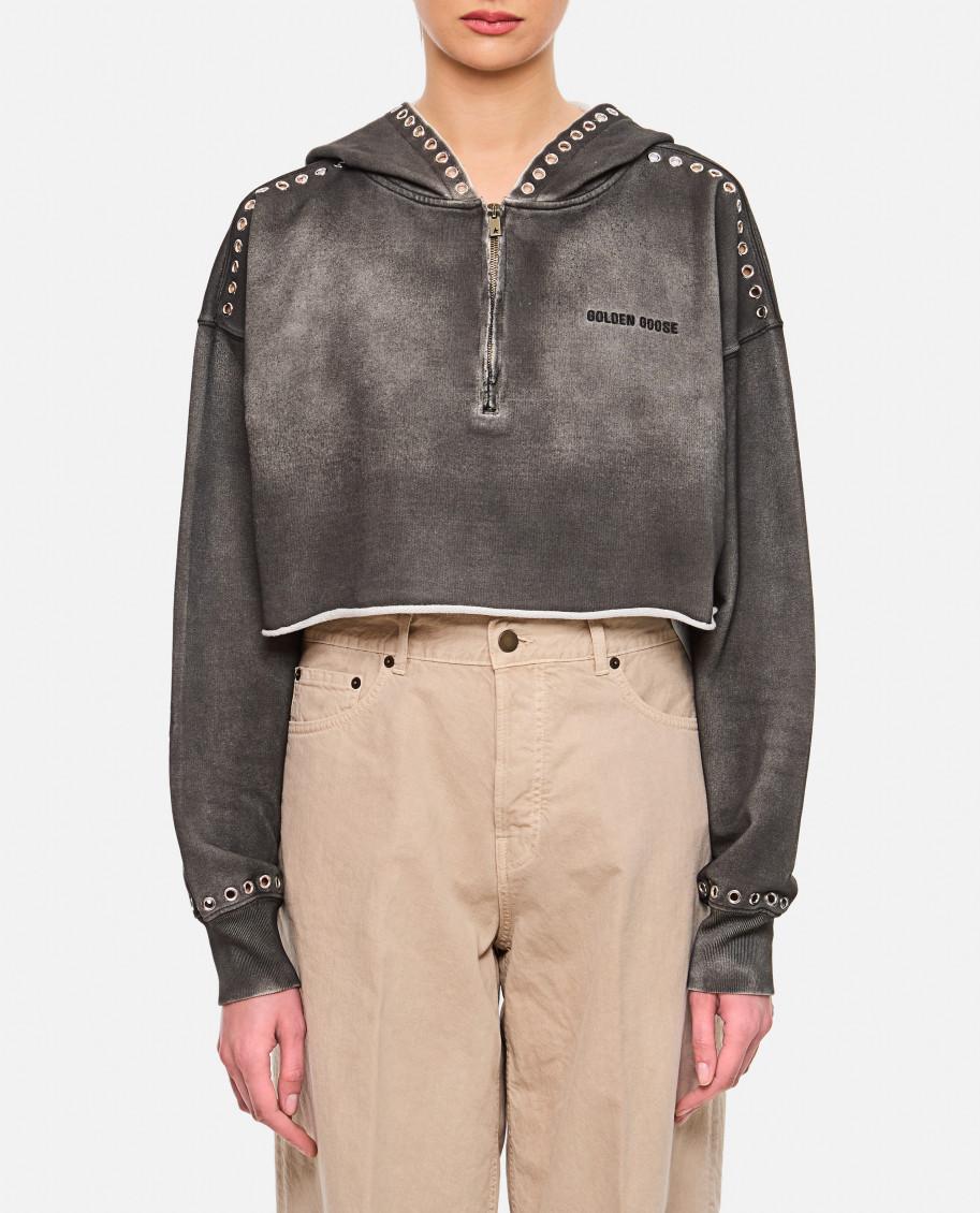 Golden Goose Cropped Sweatshirt in Gray | Lyst
