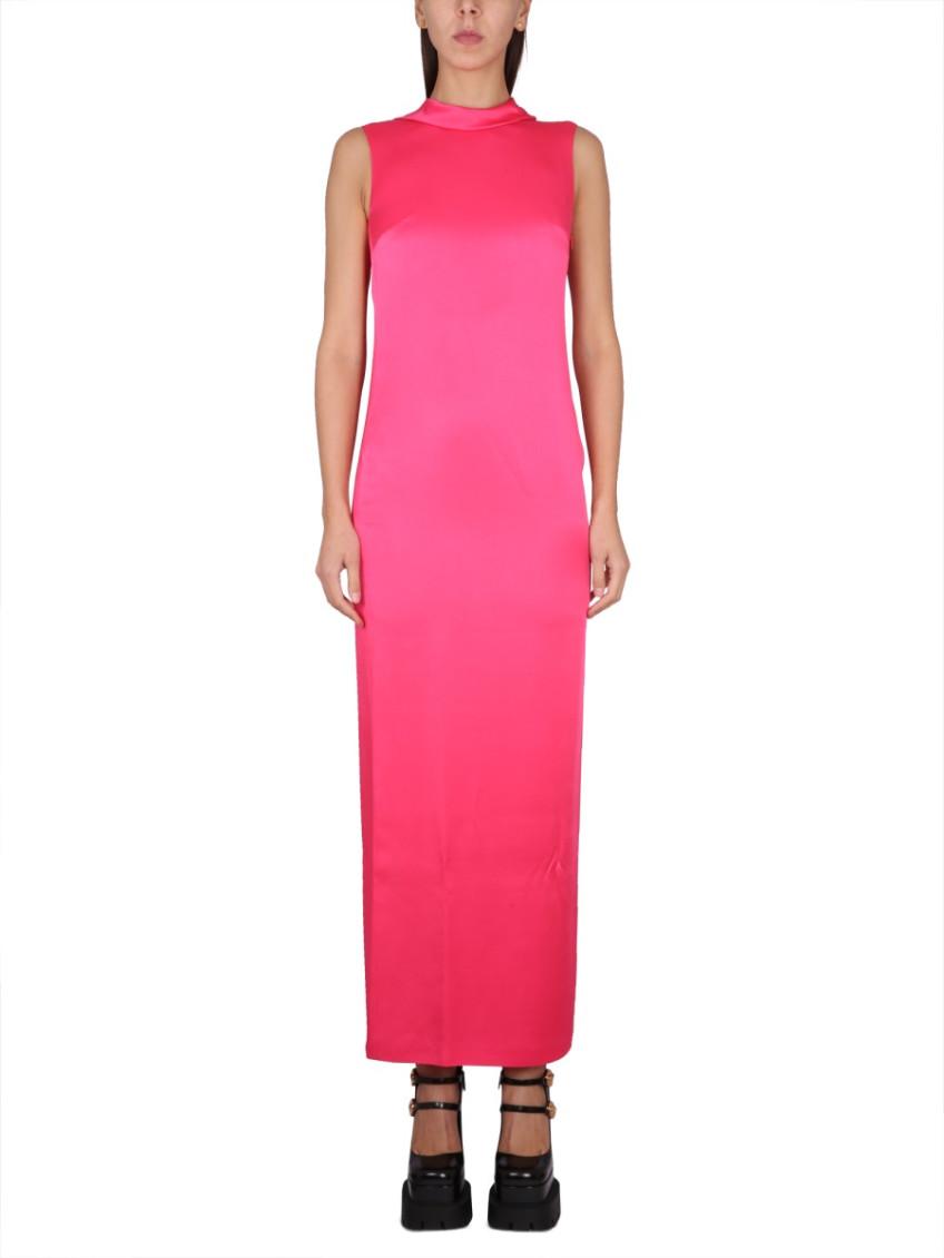 glitter ruffle dress Fuchsia Two-Piece Puff Sleeve Ruffle Glitter Prom Dress with Slit main image 1