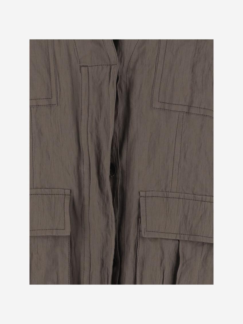 【送料&関税込】Ferragamo Cotton Ruched Effect Jacket Ferragamo Cotton Ruched Effect Jacket in Brown | Lyst