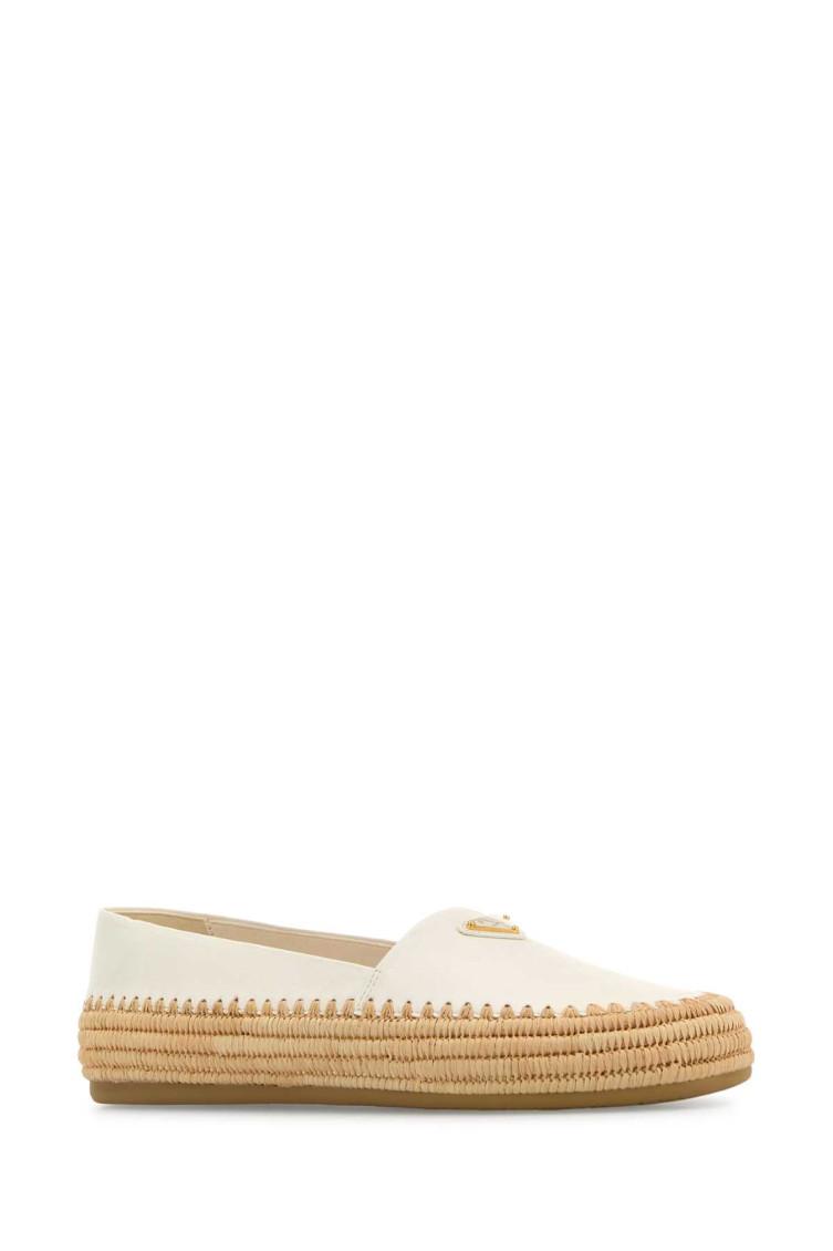 サンダル・ミュール PRADA White Leather Espadrilles Prada - White Quilted Leather Flat Espadrille | Mitchell Stores