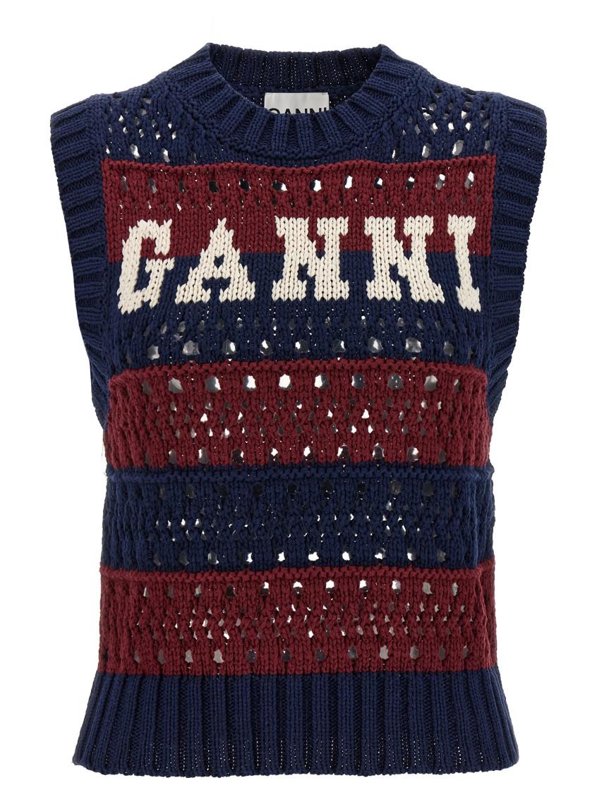 VIP【関税送料無料】希少 GANNI STRIPED WOOL VEST GANNI Striped Vest | Brown | FARFETCH JO