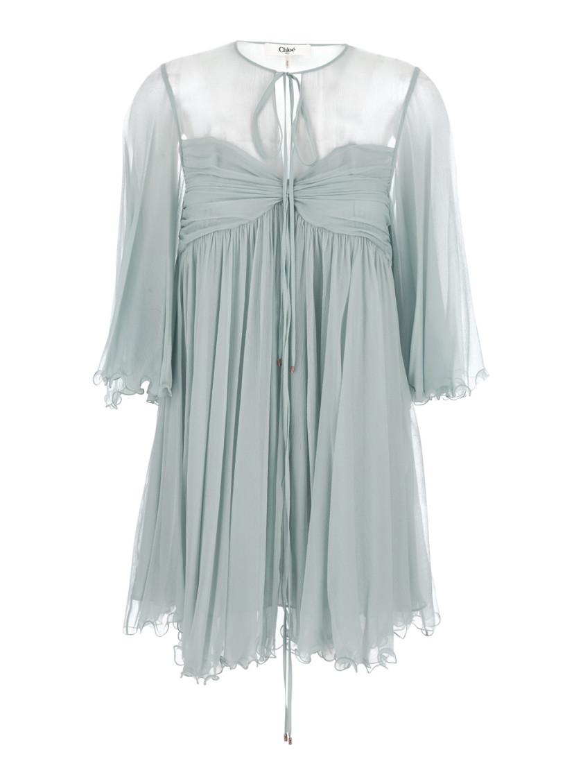neiman marcus dresses Ladies Disha Last Call Clearance Dresses Chloé Pleated Mini Dress In Blue Lyst Neiman Marcus Floral Print Knee-Length