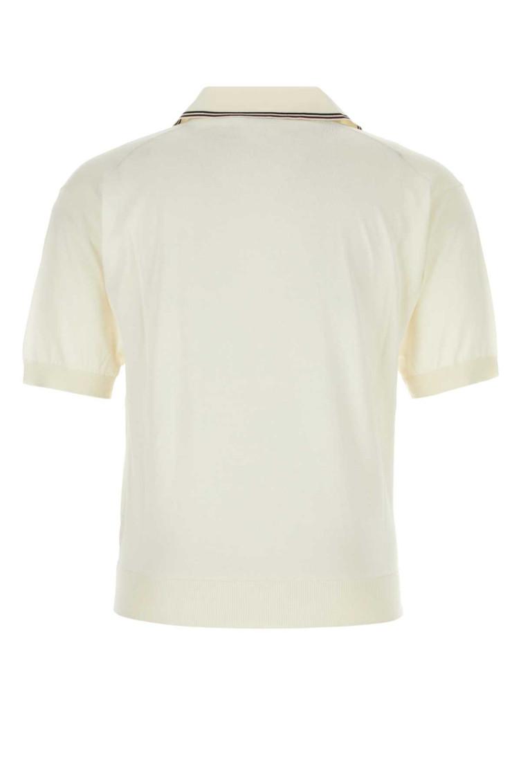 Tシャツ・カットソー PRADA Ivory Silk Blend Polo Shirt Prada Ivory silk blend polo shirt for Men Online USA at