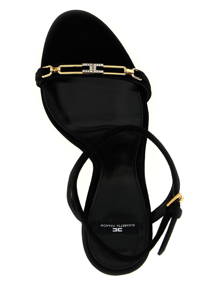 サンダル・ミュール ELISABETTA FRANCHI Suede chain sandals Crown platform sandals in suede | Elisabetta Franchi