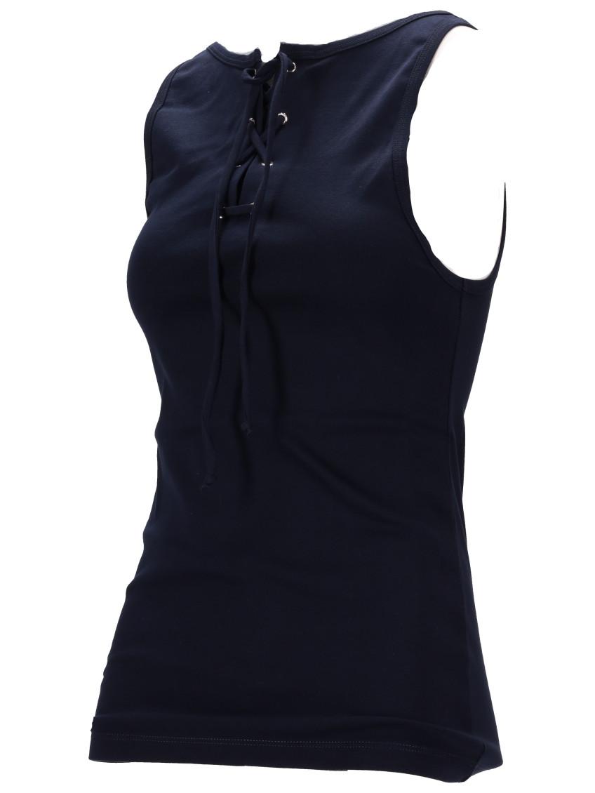 Tシャツ・カットソー PRADA NAVY BLUE COTTON TANK TOP Women's Prada Sleeveless and tank tops | Lyst