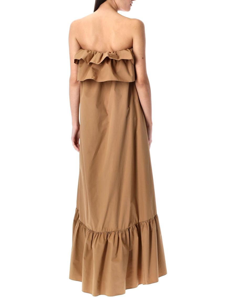 【送料&関税込】Saint Laurent Strapless Maxi Dress Saint Laurent Strapless Maxi Dress in Brown | Lyst