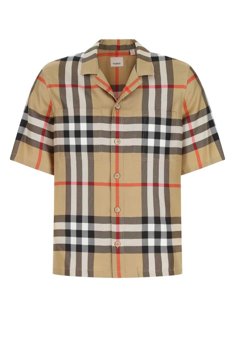 Burberry Nova Check Silk Shirt in Natural for Men Lyst