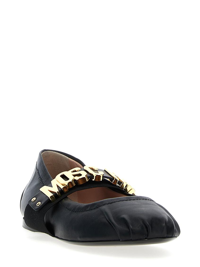 Moschino Logo Ballet Flats in Black Lyst