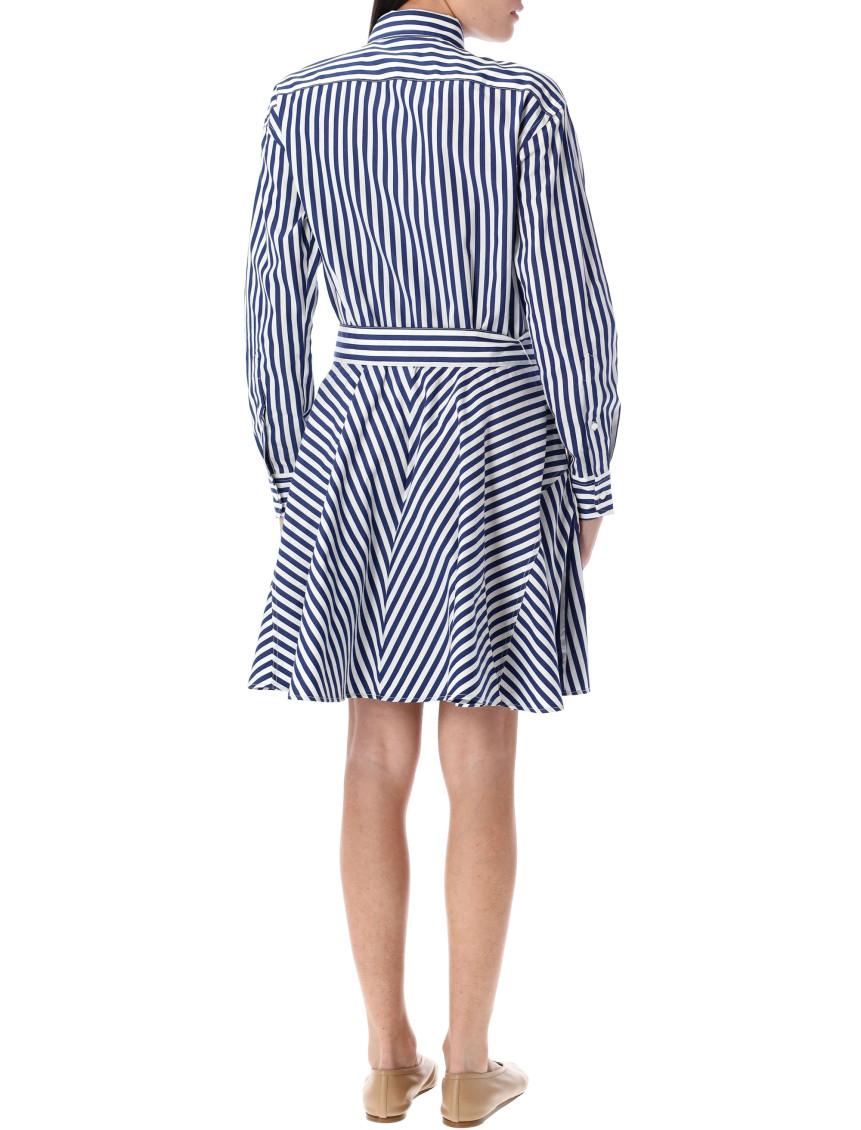 knee length dresses for ladies Shop Forward Blue Stripe Cotton Midi Shirt Dress main image 0