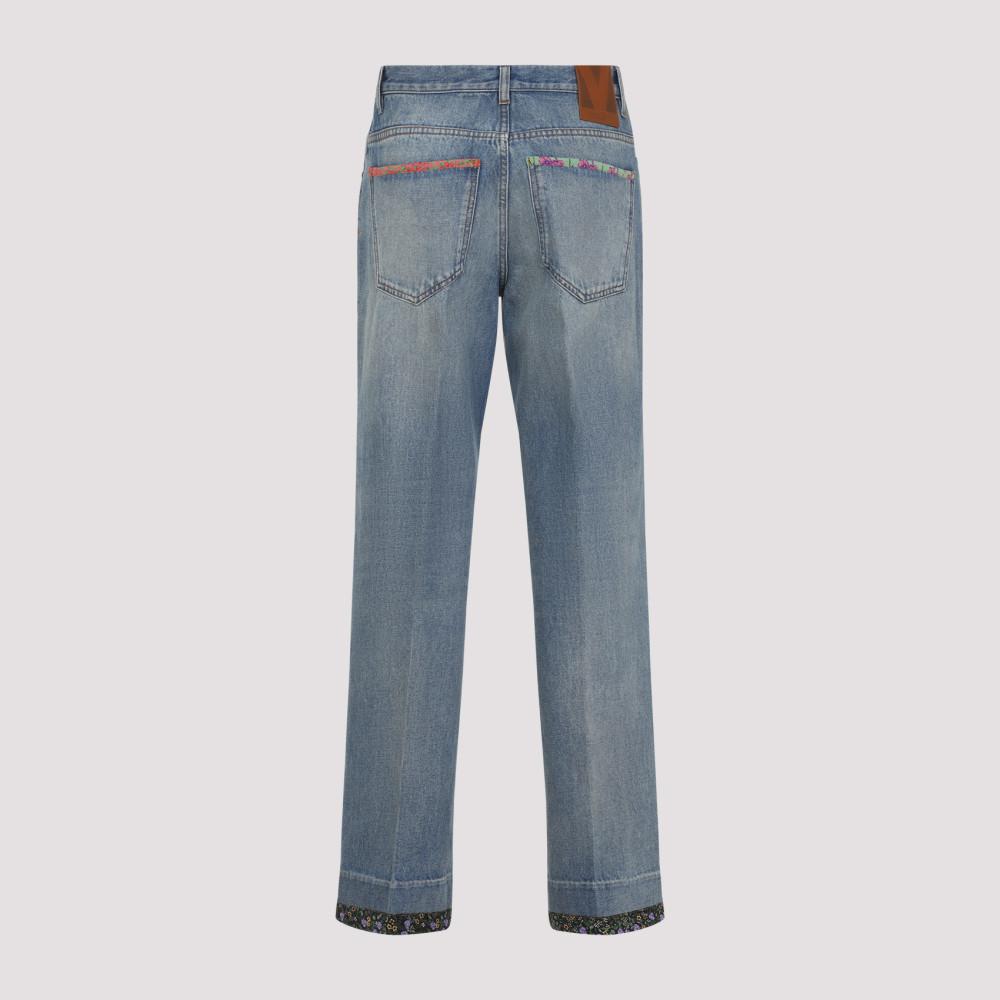 Valentino Garavani Floral Print Jeans in Blue | Lyst