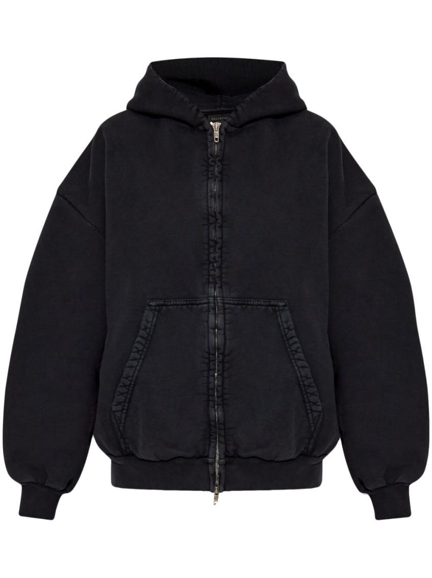 スウェット・トレーナー BALENCIAGA Charcoal Cotton Sweatshirt BALENCIAGA＊LAYERED SPORTS ROUND SWEATSHIRT OVERSIZED＊送込
