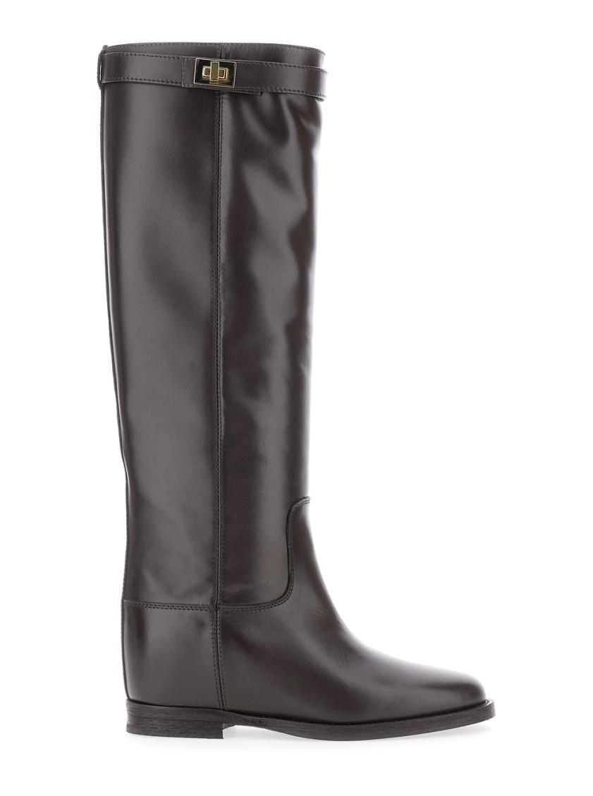 ブーツその他 Via Roma 15 Brown Tall Boots With Decorative Buckle Via Roma 15 Knee-high boots for Women | Online Sale up to 35