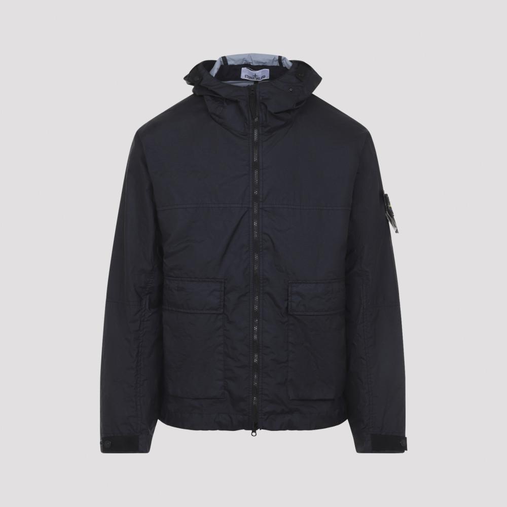 Stone Island Zip-Up Hooded Jacket in Blue for Men | Lyst
