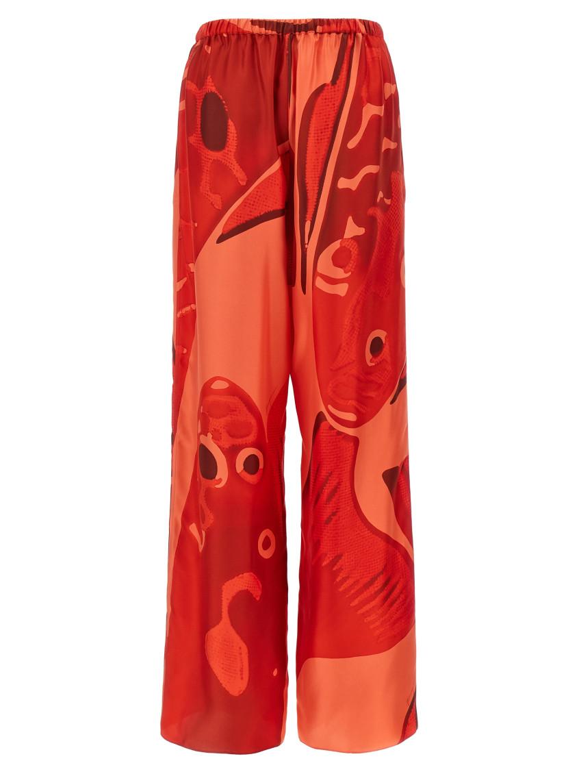 パンツ FERRAGAMO Palazzo Silk pants Gathered satin wide-leg pajama pants in black - Ferragamo