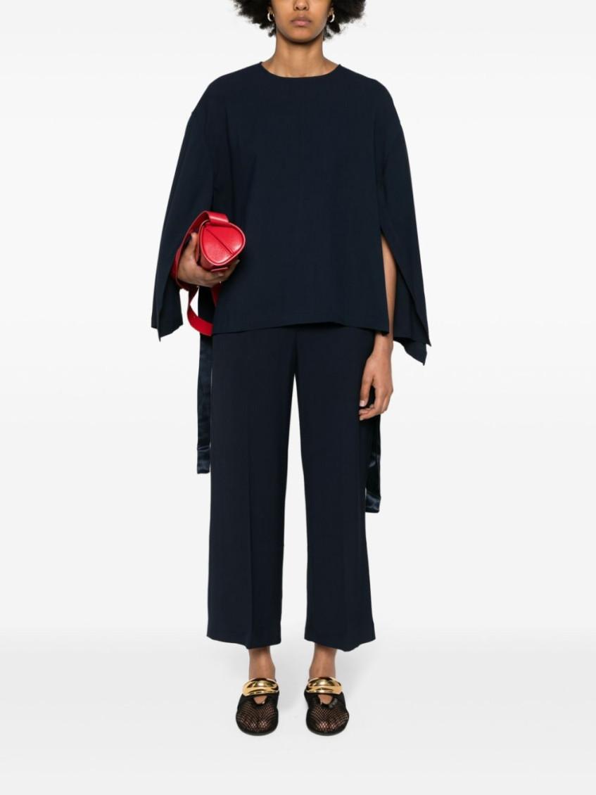Tシャツ・カットソー ERIKA CAVALLINI CREPE DE CHINE HIGH NECK BLOUSE Erika Cavallini Semi Couture Crepe Tops for Women | Lyst