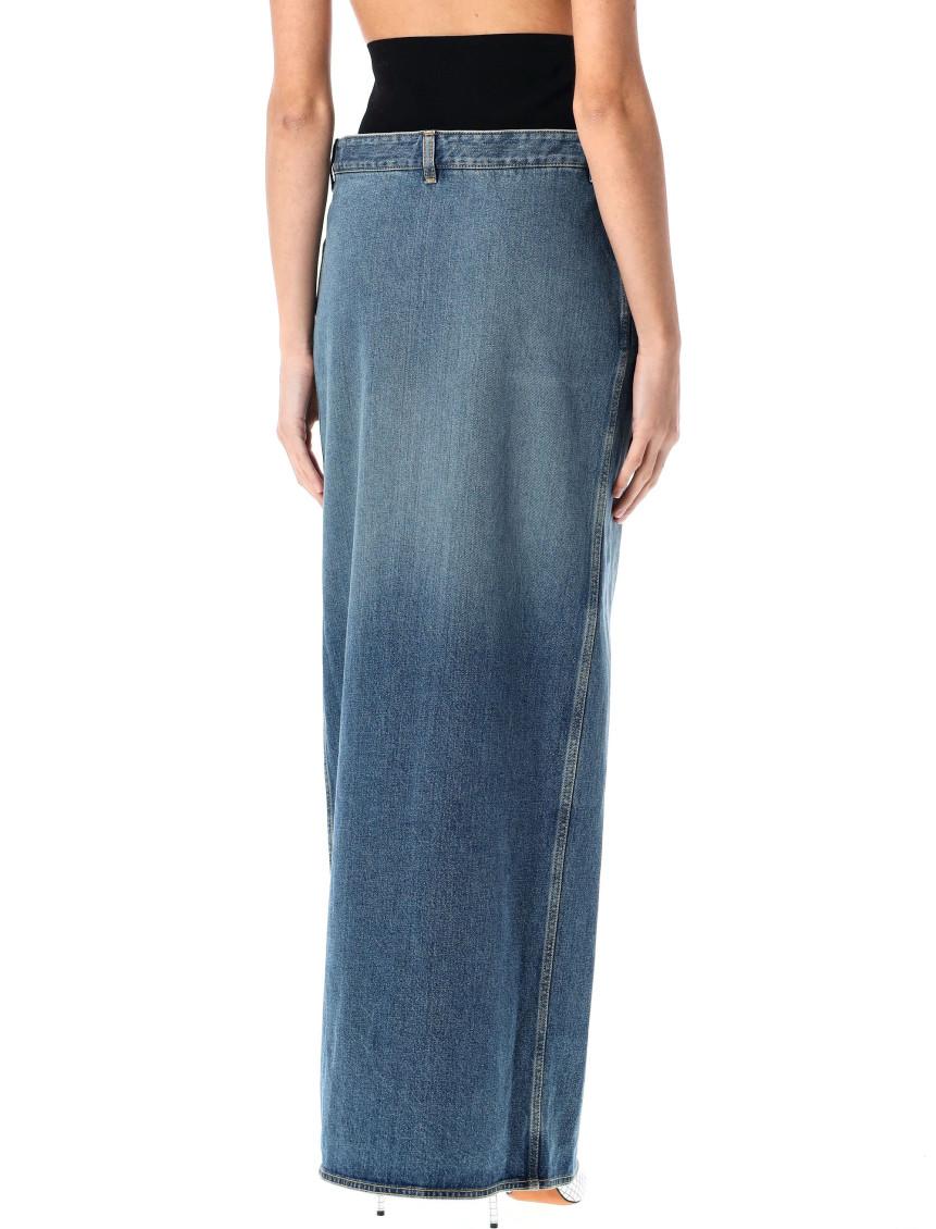 スカート Alaia Column Skirt Alaïa Denim Cotton Column Skirt in Blue | Lyst