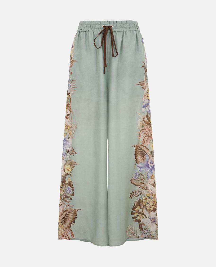 パンツ ZIMMERMANN COCO PRINTED SILK TROUSERS Zimmermann Coco Printed Silk Trousers in Blue | Lyst