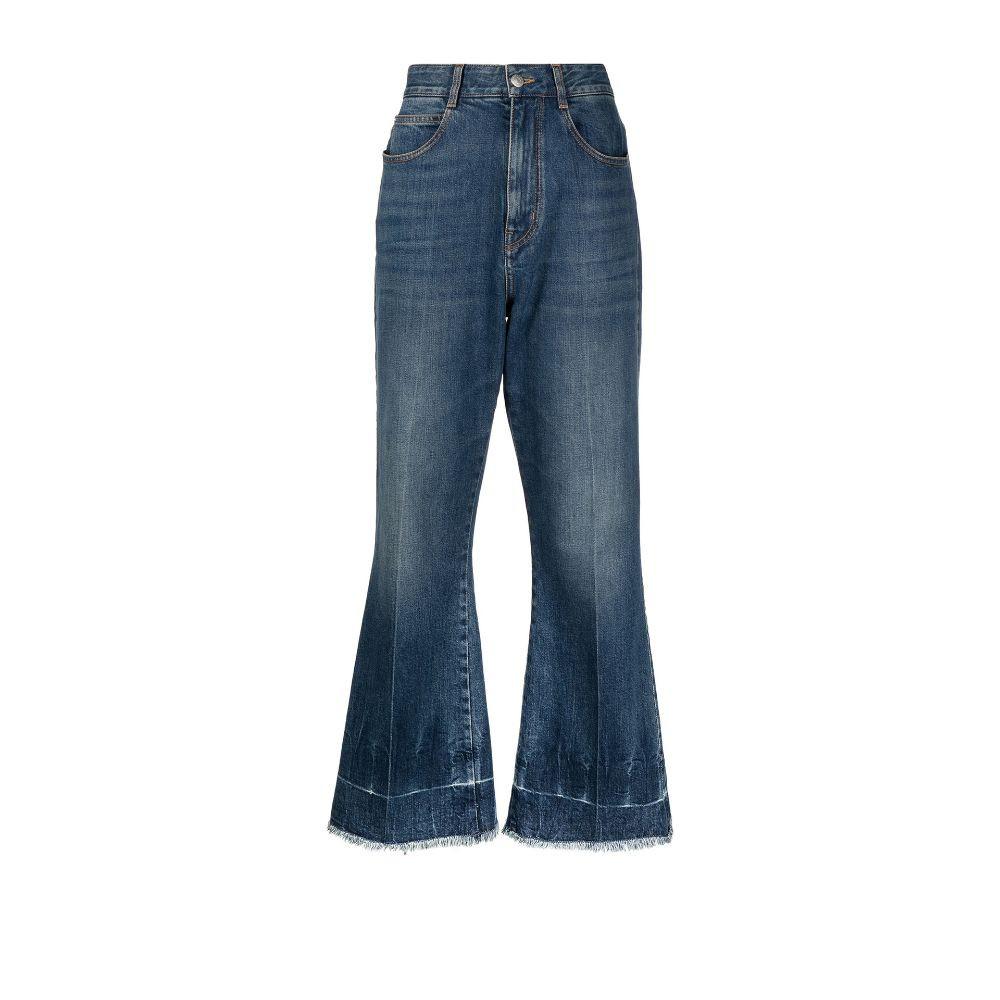 【Stella McCartney】ロゴ mid-riseフレアジーンズ Logo mid-rise flared jeans in blue - Stella Mc Cartney