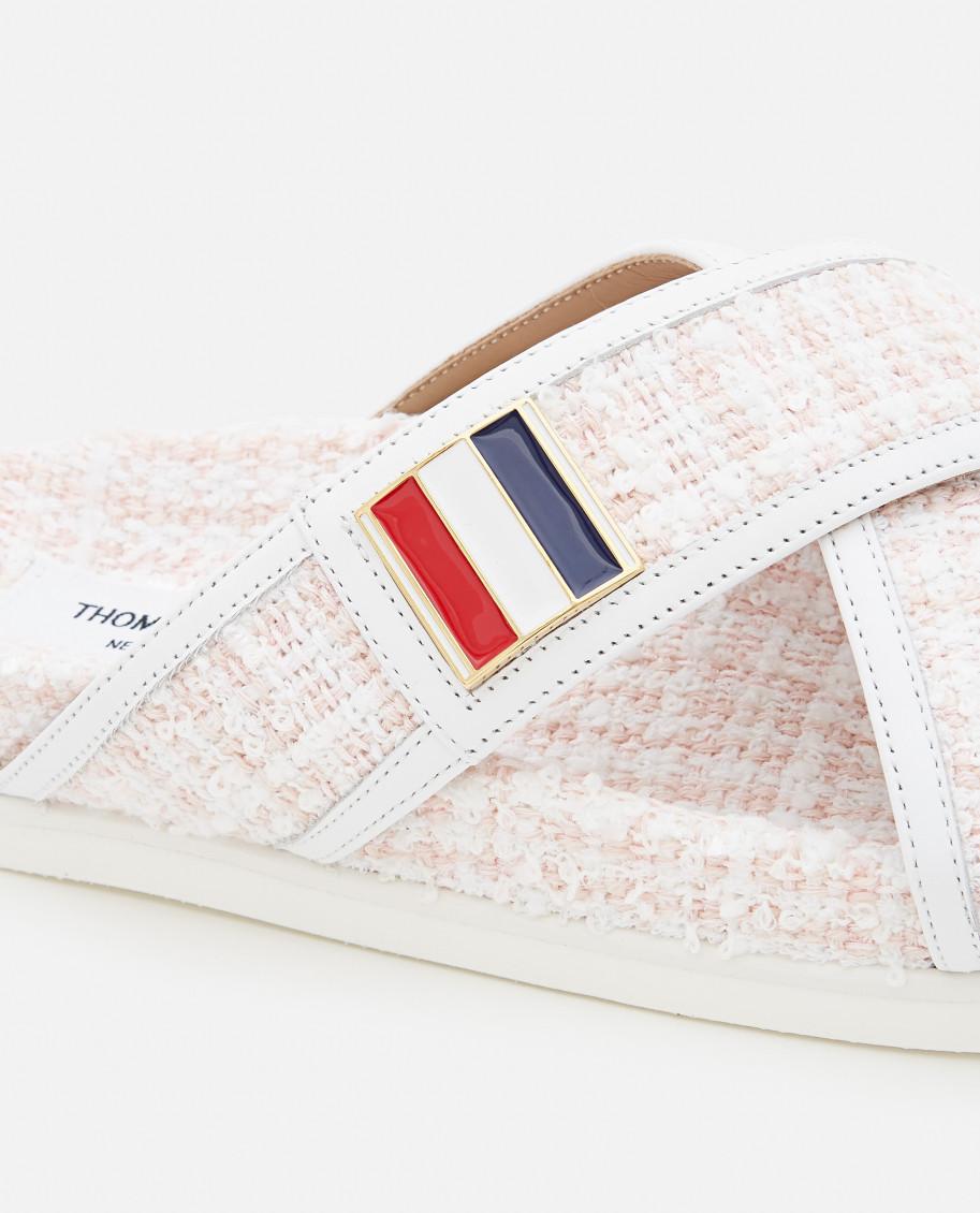Thom Browne Criss Cross Tweed Sandals in White | Lyst