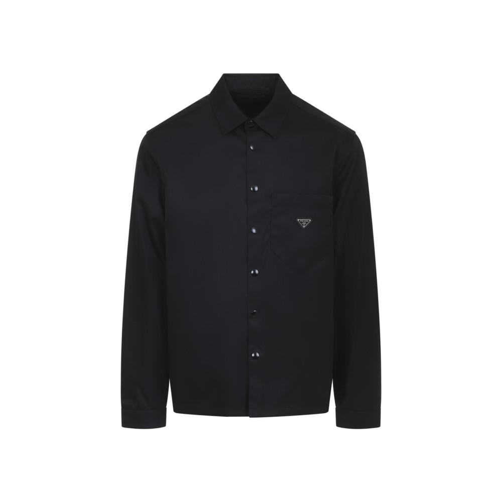 prada dress shirt Pleated Poplin 100% cotton Prada Men's Short-sleeved Chambray Denim