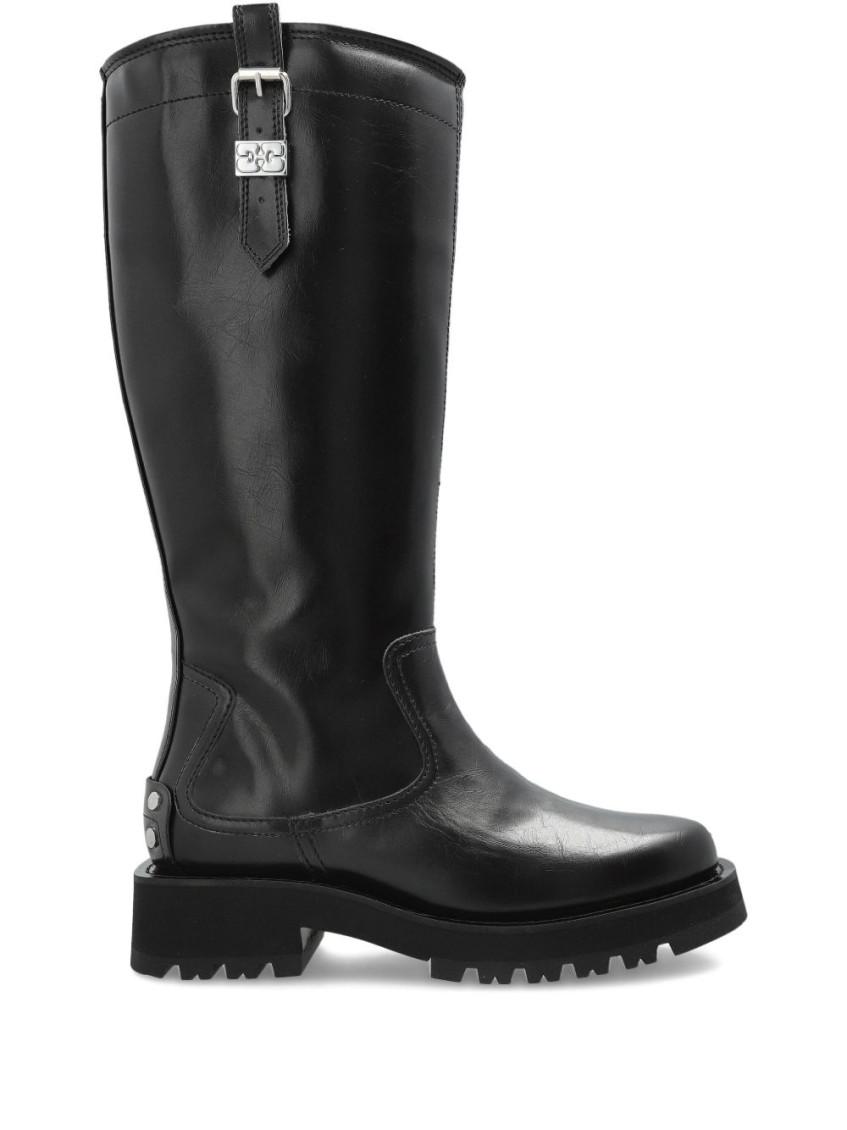 ショートブーツ・ブーティ GANNI Woman Flat ankle boots Black S2273 099 Ganni cleated mid Chelsea boots black patent leather | Pipe