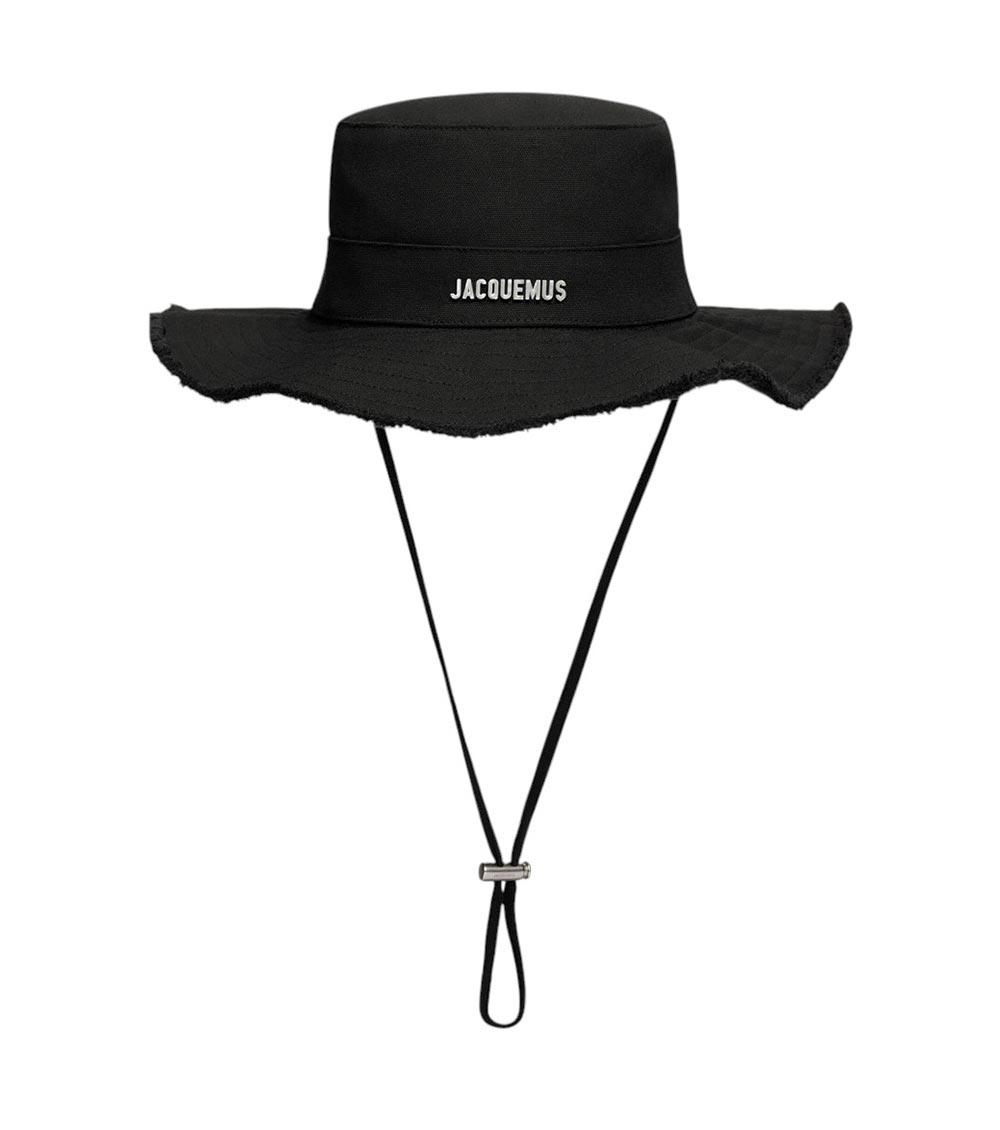 Jacquemus “Le Bob Gadjo” Black Bucket Hat – Frayed Brim, Adjustable Cord, NWT Jacquemus Black Bucket Hats For Women | Editorialist main image 4