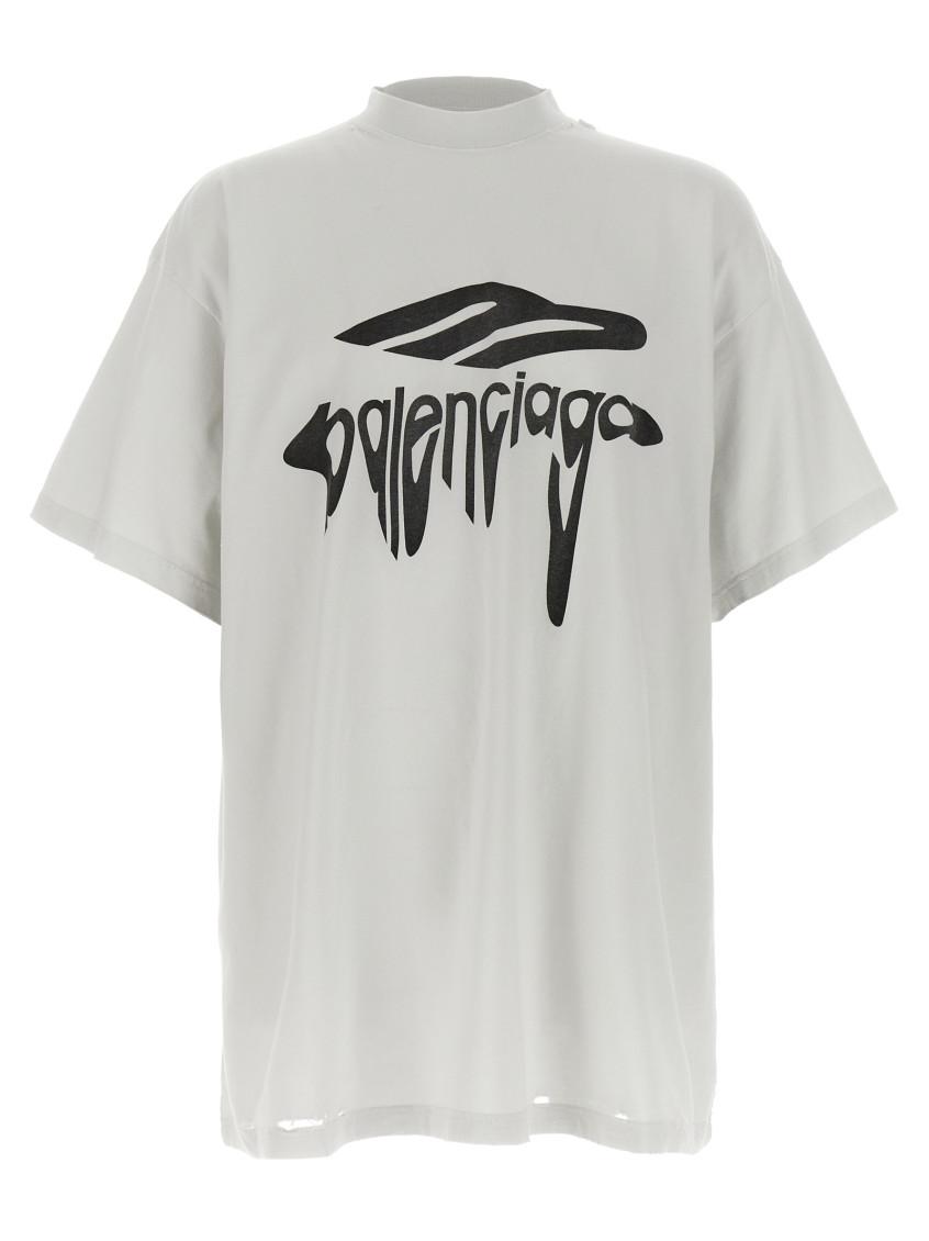 BALENCIAGA 3B Liquefied Tシャツ 白 2 Balenciaga '3B Liquefied' T-Shirt in Gray for Men | Lyst
