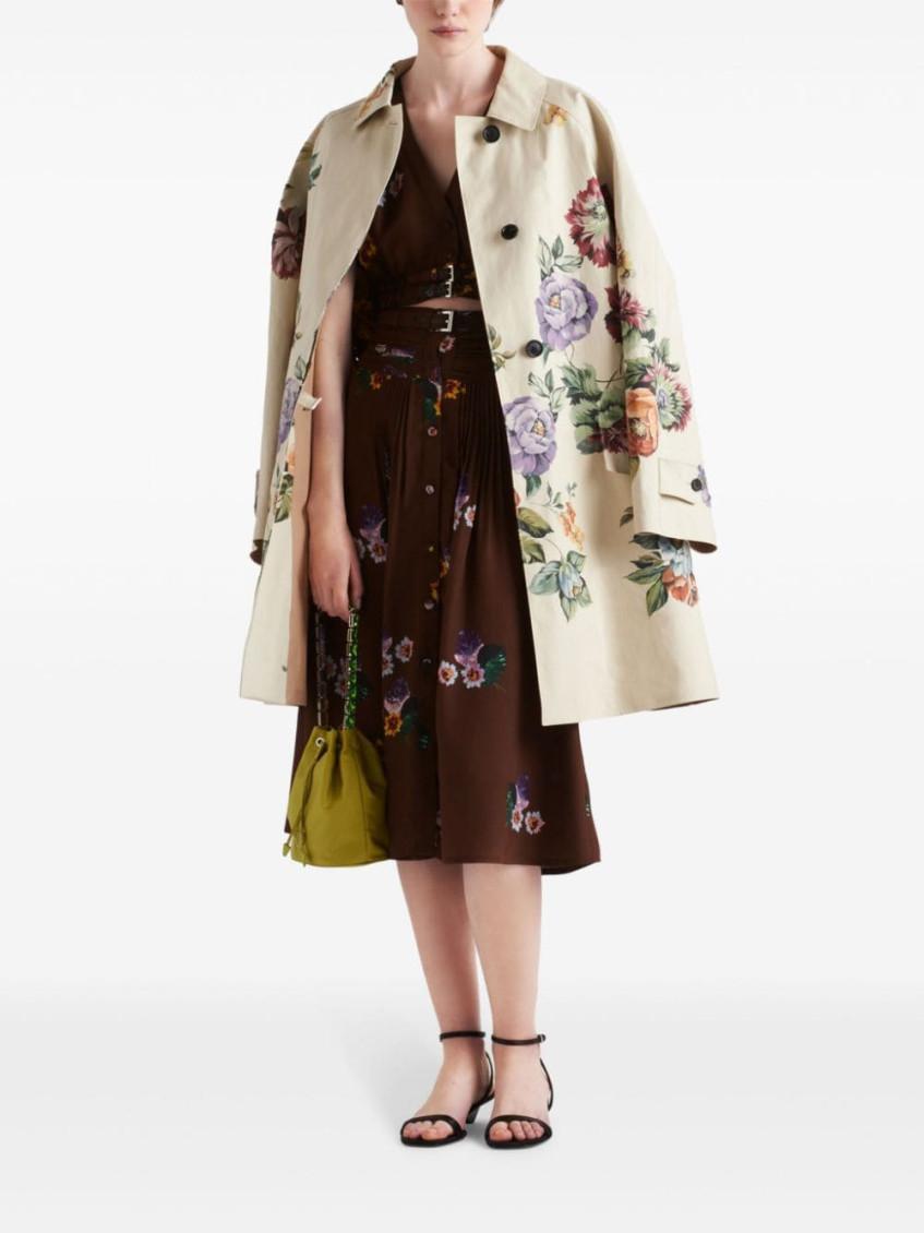 コート PRADA PRINTED COTTON OVERCOAT Prada Printed Cotton Overcoat in White | Lyst