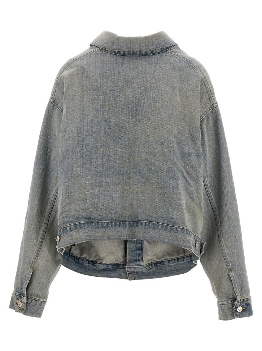 Balenciaga Off Shoulder Organic Cotton Denim Jacket in Gray for Men Lyst