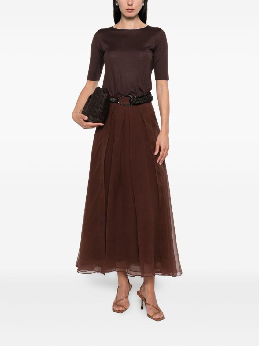 スカート Brunello Cucinelli Flowing Brown Maxi Skirt With Minimalist Brunello Cucinelli Flowing Brown Skirt With Minimalist