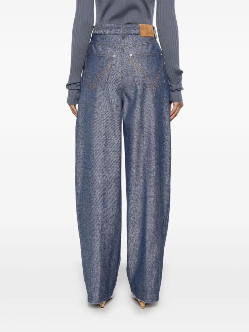 BOTTEGA VENETA★Denim jacquard wide leg pants Bottega Veneta Denim Jacquard Wide Leg Trousers in Blue | Lyst