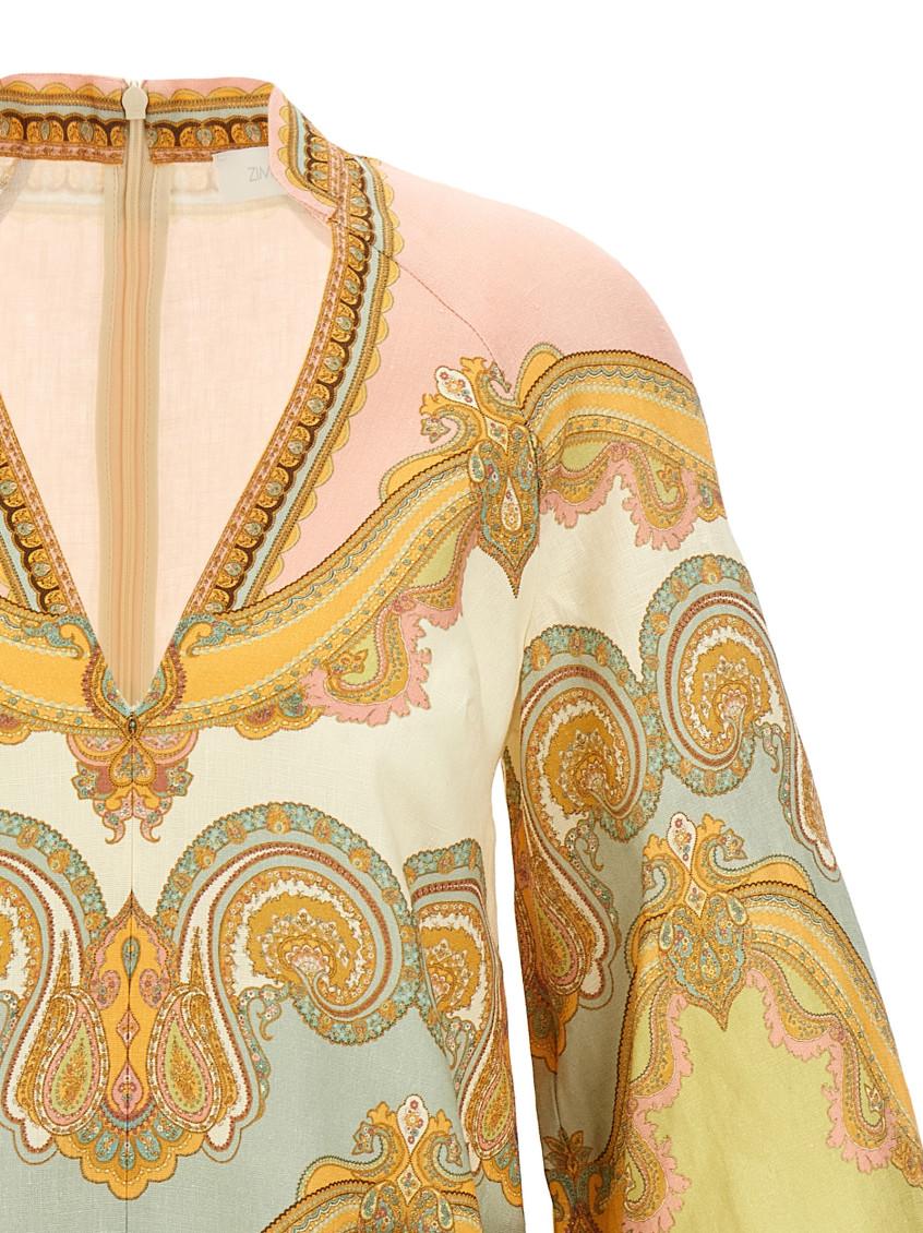 knee length dresses for ladies Gold Paisley Maxine Tunic Mini Dress