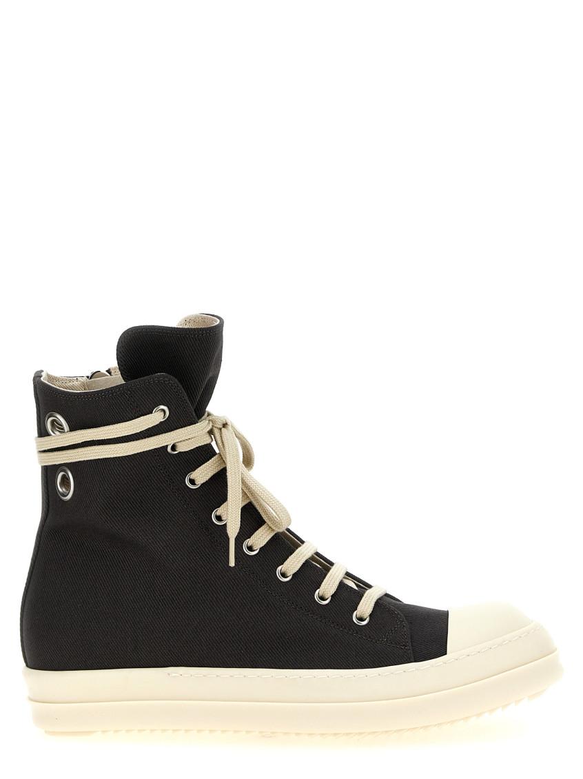 Rick Owens Drkshdw Black Jumbo Lace Abstract High Sneakers Rick Owens Drkshdw Black Jumbo Lace Abstract High Sneakers