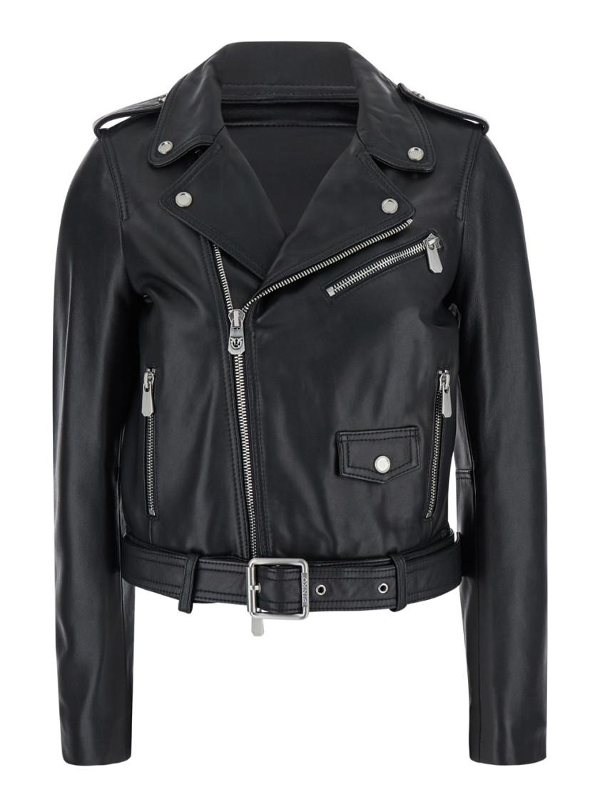 pinko-Black-Leather-Biker- pinko-Black-Leather-Biker-