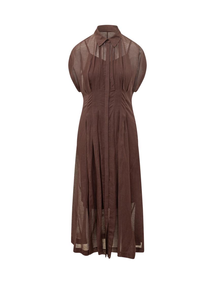 knee length dresses for ladies The Poet Dress in Natural Striped Gauze Natural Striped Gauze / 2023RES265 NSG / 3