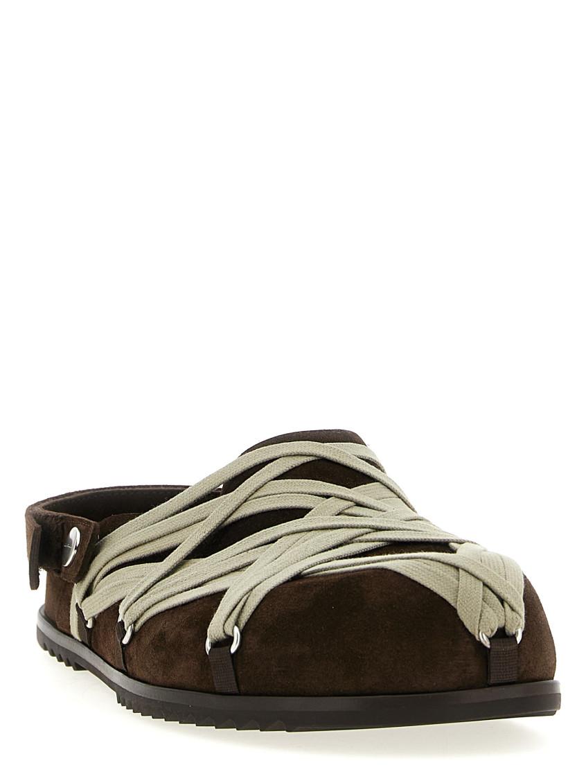 サンダル RICK OWENS  Megalace leather slingback clogs Megalace leather slingback clogs in black - Rick Owens