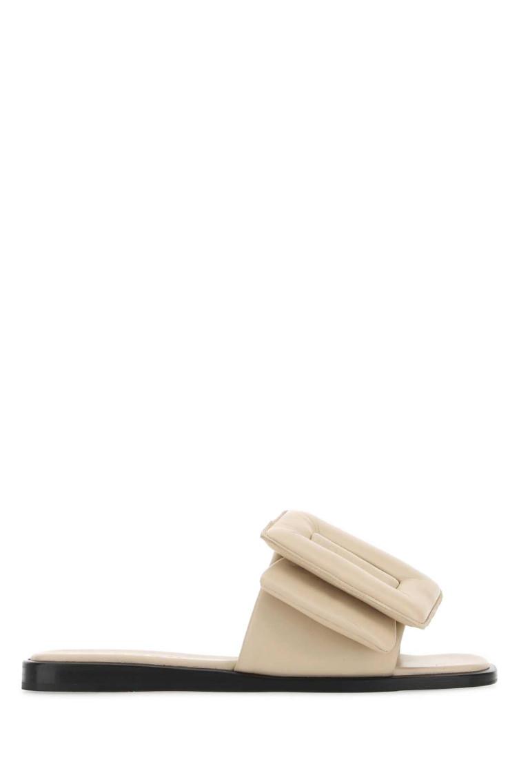 サンダル・ミュール BOYY Chocolate Leather Puffy Slippers BOYY Puffy Leather Buckle Flat Slides (Sandals) IFCHIC.COM