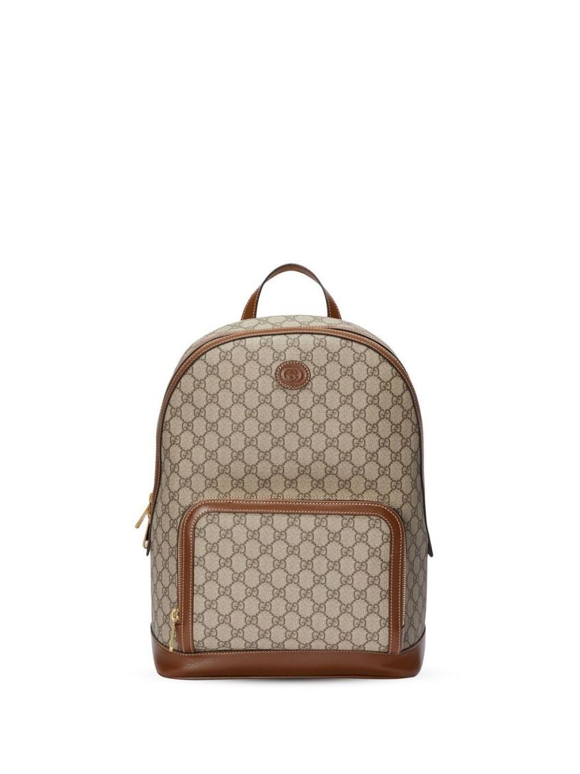 Gucci Leather Interlocking G Laptop Backpack in Natural for Men Lyst