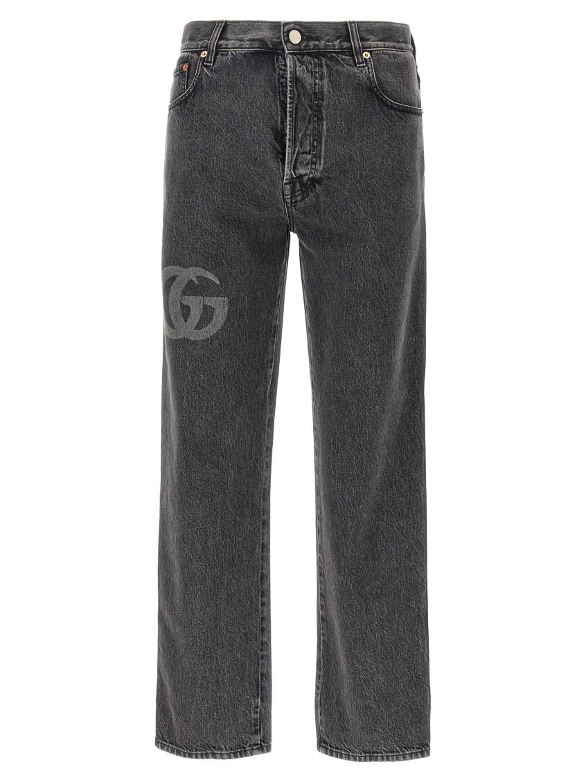 Gucci Straight Leg Logo Jeans in Black for Men | Lyst