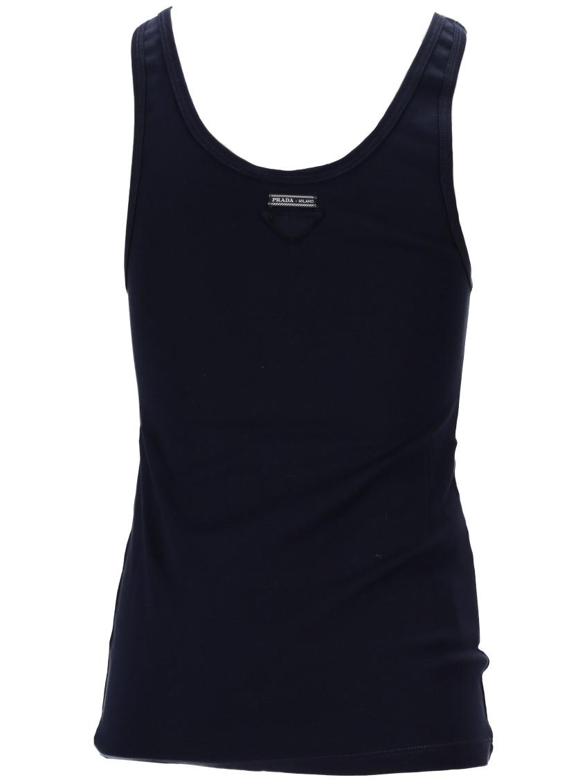 Tシャツ・カットソー PRADA NAVY BLUE COTTON TANK TOP Navy Cotton tank top | PRADA