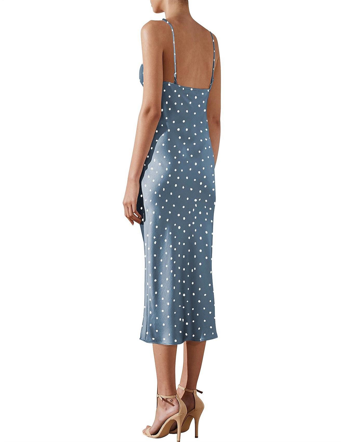 shona joy blue polka dot dress