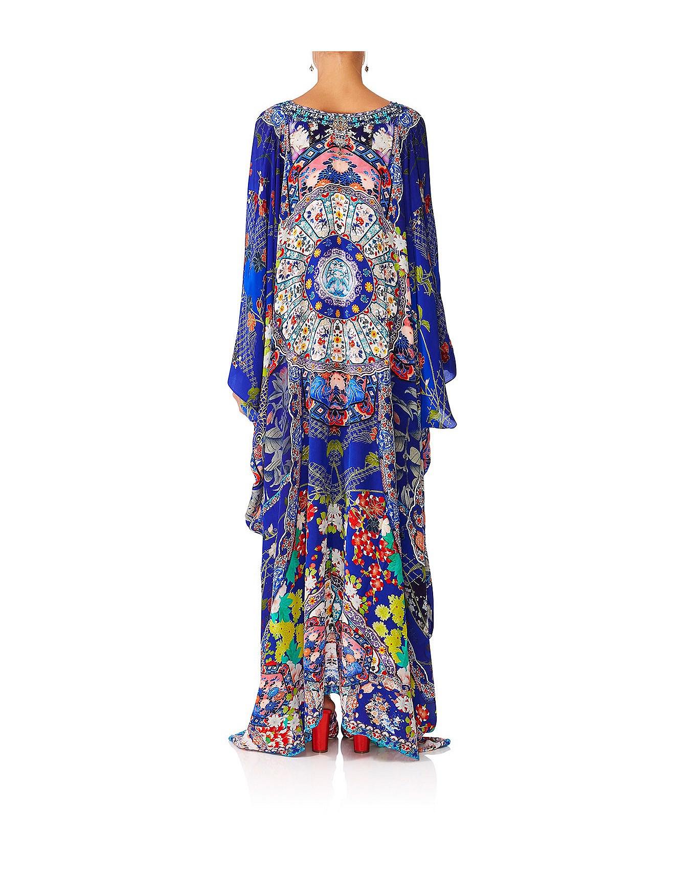 Camilla Blue Saturn Sister Split Front Sleeve Kaftan