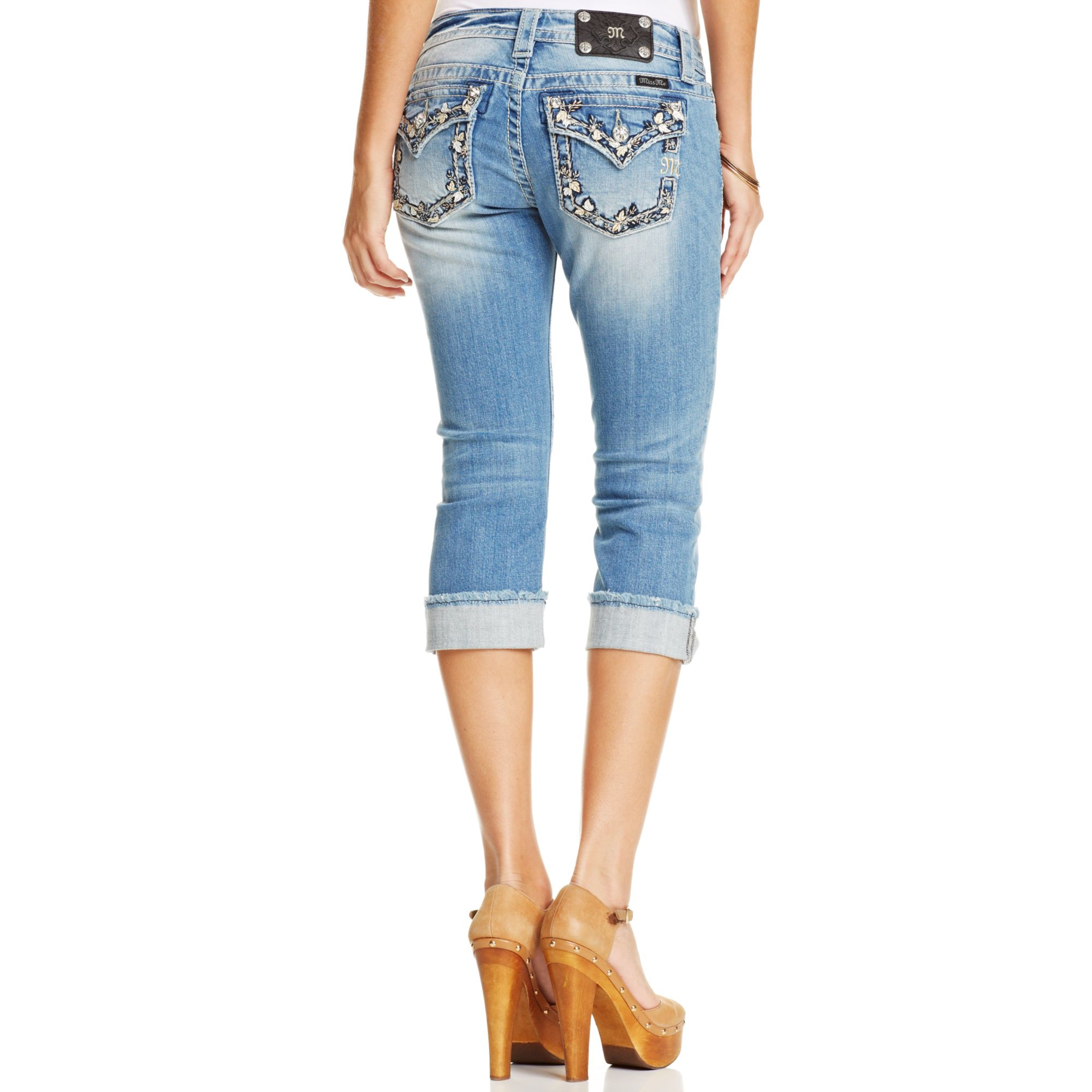 Departments Miss Me Womens Mid Rise Cropped Cropped Jeans. Average rating: 0 out of 5 stars, based on 0 reviews Write a review. Reduced Price. This button opens a dialog that displays additional images for this product with the option to zoom in or out. Tell us if something is incorrect. Back. Miss Me.