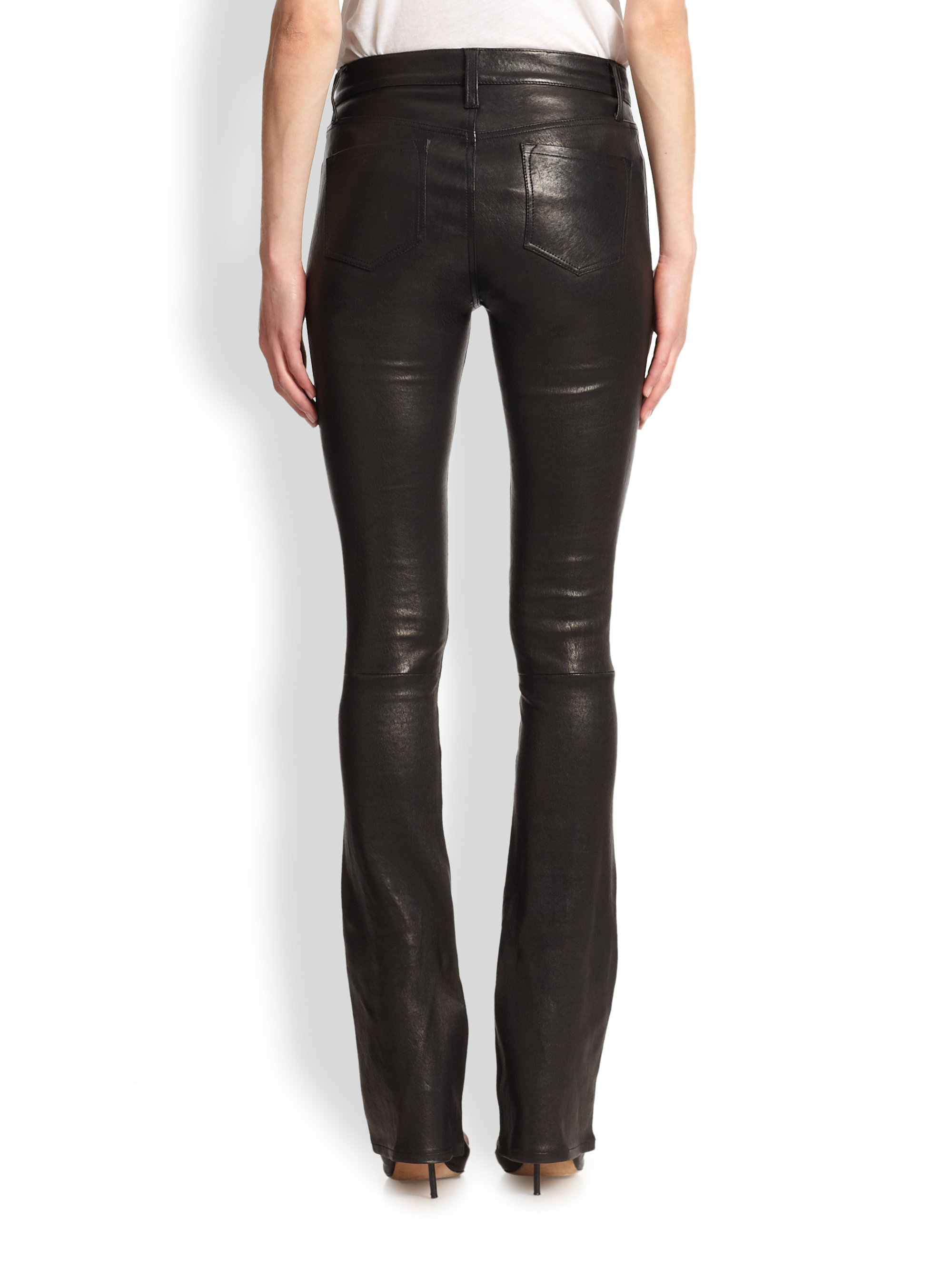 J Brand Remy Leather Bootcut Jeans in Black | Lyst