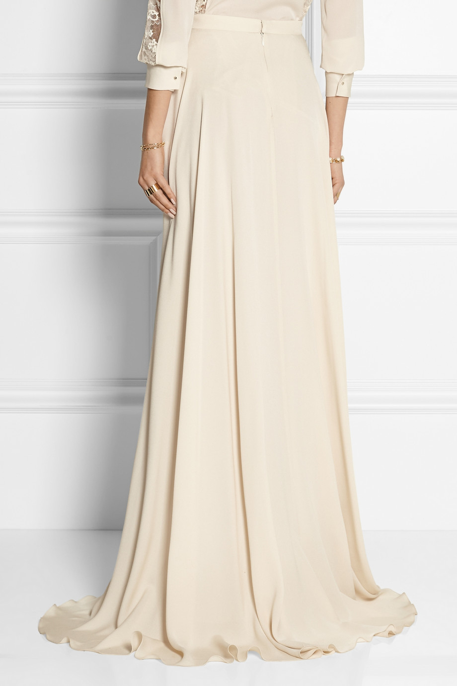 silk crepe maxi skirt