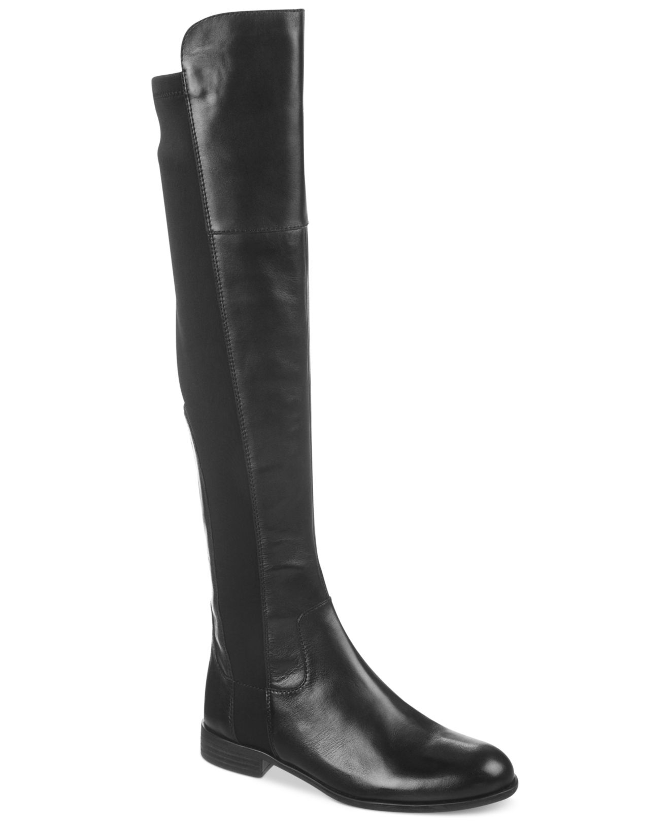 Franco Sarto Motor Over The Knee Stretch Back Boots in Black | Lyst